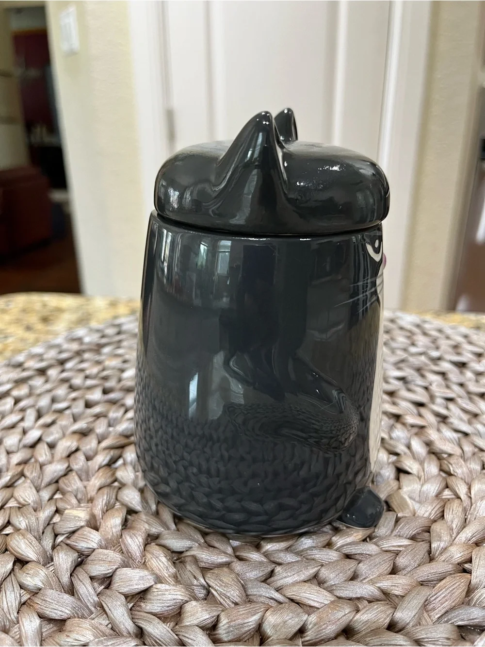 Ceramic Black & White Grumpy Cat Mug with Lid - Cute Pet Design